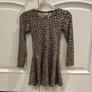 Dori Creations Leopard Kids' Long-Sleeve Dress - Tan/Black